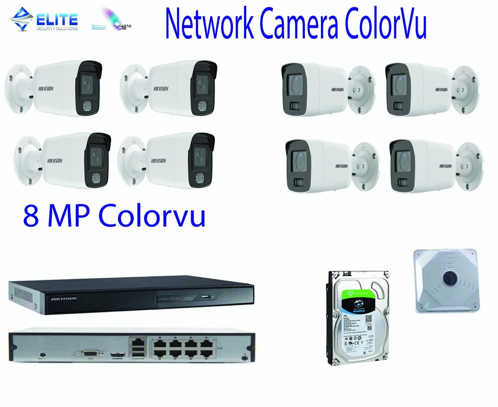 8 MP 8 IP Color Cameras Bundle- Including Cabling